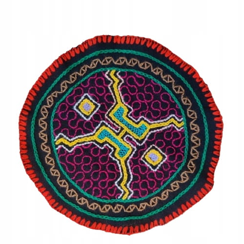Altar Ceremonialny Haft Rękodzieło Sztuka Shipibo Konibo Art Peru 15 cm