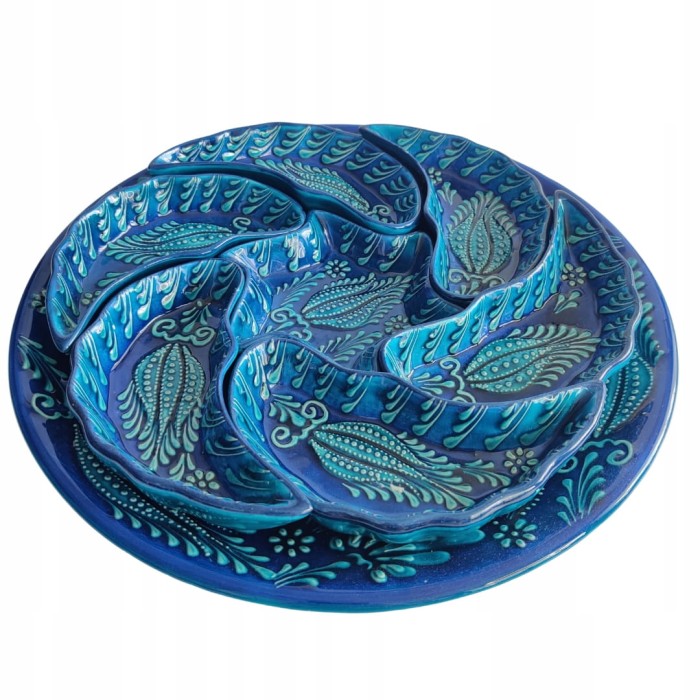 Turecki Turkusowy Ceramiczny Zestaw Śniadaniowy