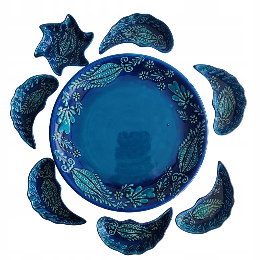 Turecki Turkusowy Ceramiczny Zestaw Śniadaniowy