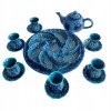 Turecki Turkusowy Ceramiczny Zestaw Śniadaniowy