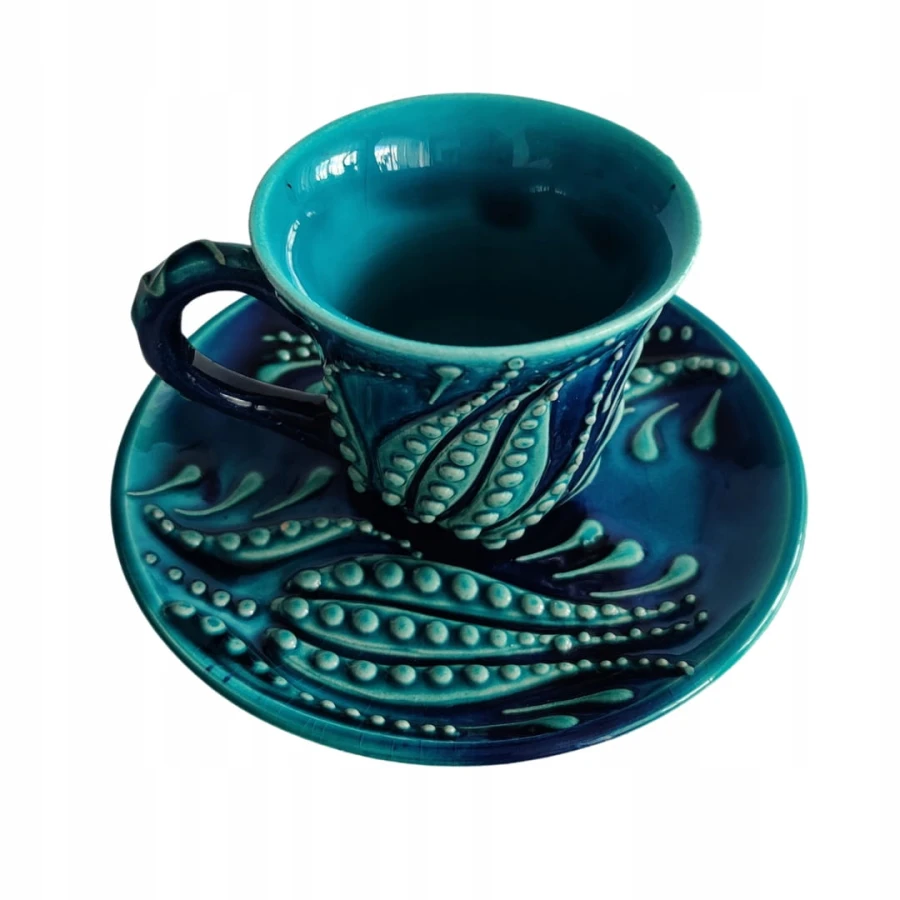 Filiżanki do kawy herbaty zestaw kubków Tureckie Turkus Ceramiczne 12 sztuk