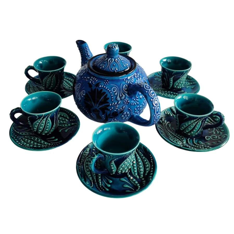 Filiżanki do kawy herbaty zestaw kubków Tureckie Turkus Ceramiczne 12 sztuk