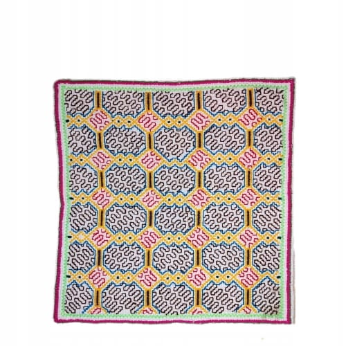 Altar Ceremonialny Haft Rękodzieło Sztuka Shipibo Konibo Art Peru 31x30 cm
