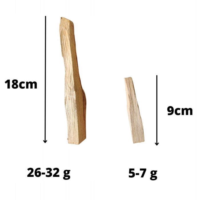 Naturalne długie kadzidło Palo Santo z Ekwadoru 1 kg wymiary