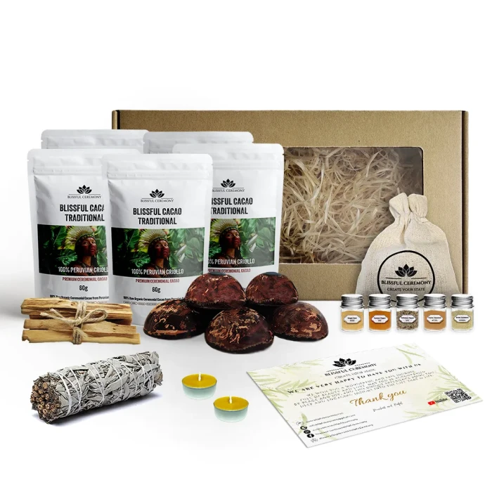 Zestaw 5 opakowań ceremonialnego kakao Criollo Traditional z Peru Blissful Ceremony 300 g