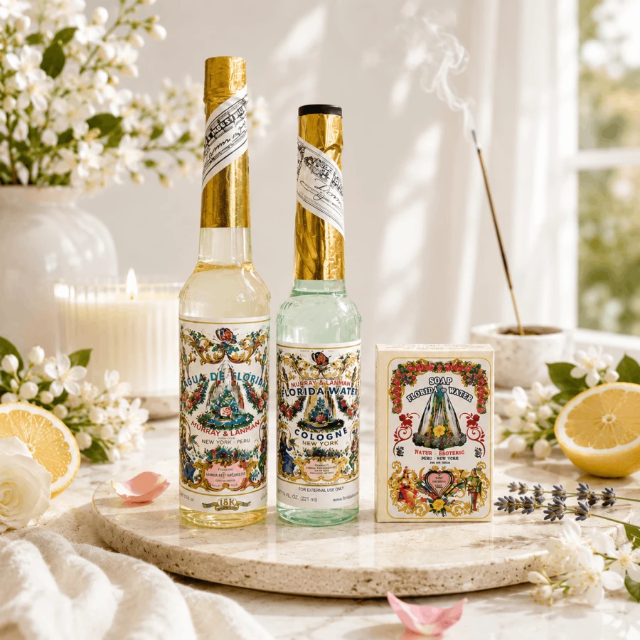 Zestaw Agua de Florida, wody kolońskiej i mydła Lanman &amp; Kemp we wnętrzu