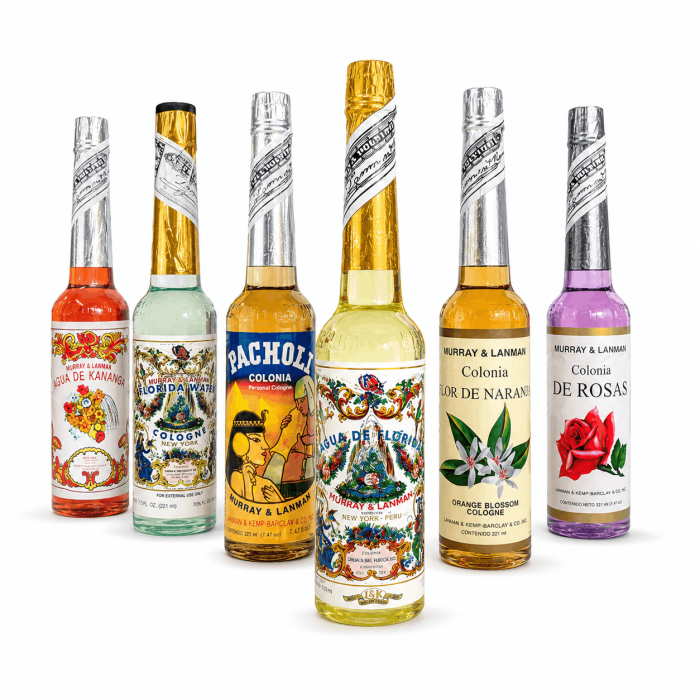 Zestaw 7 wód zapachowych Lanman &amp; Kemp Agua de Florida 221 ml i 270 ml, Agua de Kananga 221 ml, Flor de Naranja 221 ml, Palo Santo, Colonia de Rosas 221 ml oraz Patchouli Cologne 221 ml