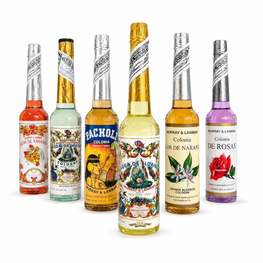Zestaw 7 wód zapachowych Lanman &amp; Kemp Agua de Florida 221 ml i 270 ml, Agua de Kananga 221 ml, Flor de Naranja 221 ml, Palo Santo, Colonia de Rosas 221 ml oraz Patchouli Cologne 221 ml