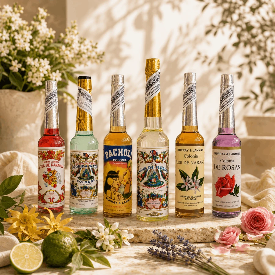Zestaw 7 wód zapachowych Lanman &amp; Kemp Agua de Florida 221 ml i 270 ml, Agua de Kananga 221 ml, Flor de Naranja 221 ml, Palo Santo, Colonia de Rosas 221 ml oraz Patchouli Cologne 221 ml