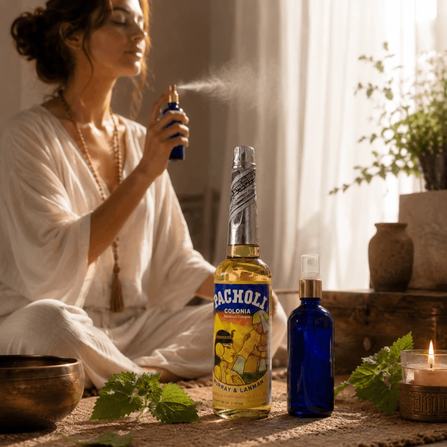 Woda zapachowa Patchouli Cologne Lanman &amp; Kemp 221 ml przy lustrze w łazience