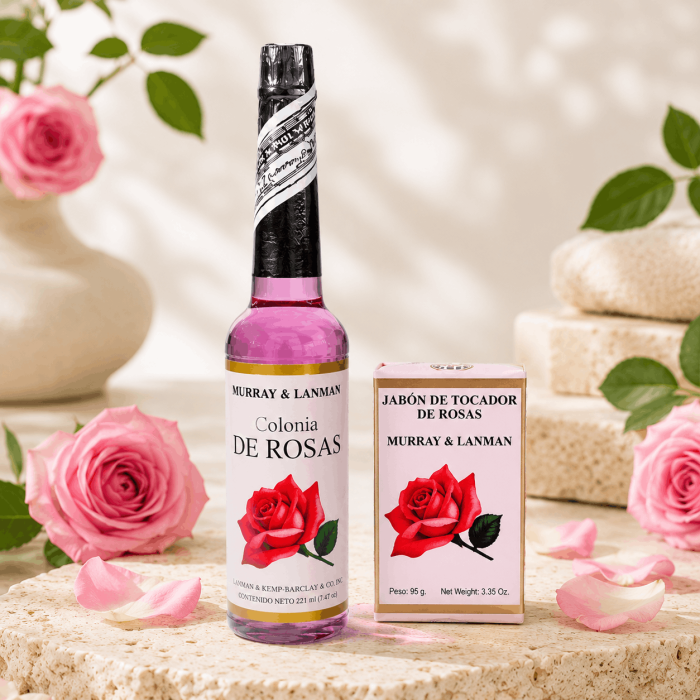 Zestaw wody zapachowej Colonia de Rosas i mydła Rose Murray &amp; Lanman Lanman &amp; Kemp z płatkami róż