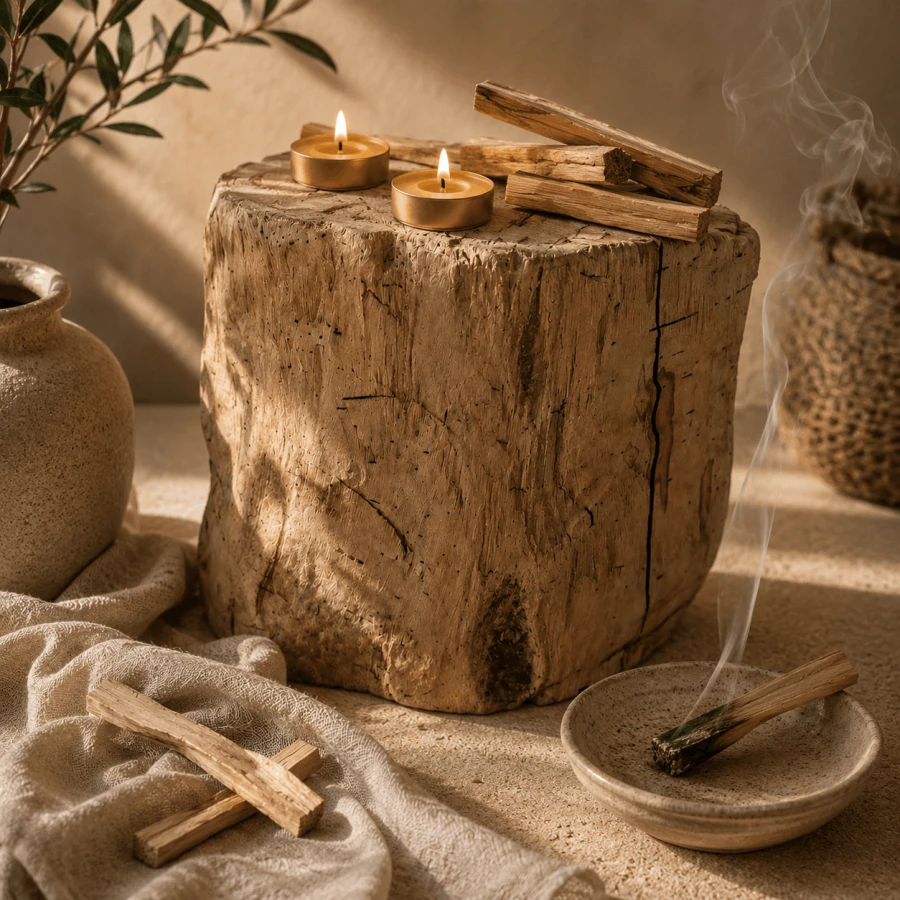 Pień Palo Santo podczas rytuału okadzania