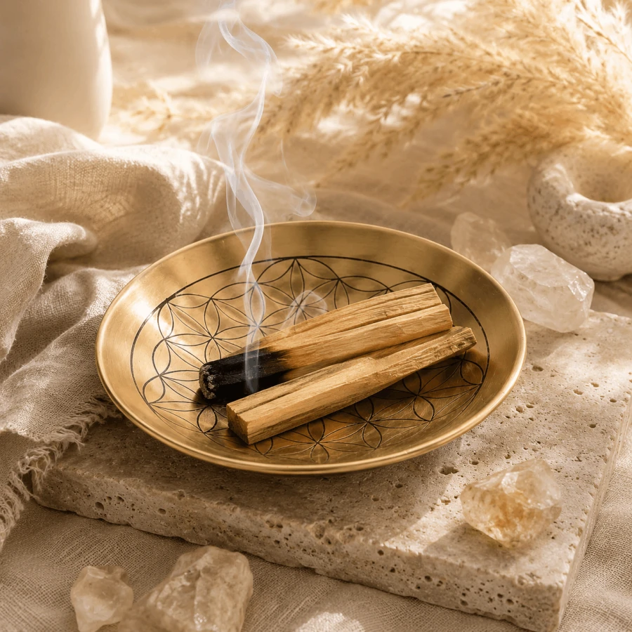 Podstawka pod Palo Santo i białą szałwię podczas rytuału okadzania