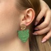 Kolczyki Zielone Gepard Green Leopard Cheetah Boho Wiszące Glina Polimerowa