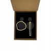 Kolczyki Złote Czarne Koła Statement Asymetryczne Wiszące Glina Polimerowa