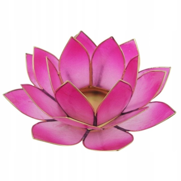 Cieniowany różowy świecznik Kwiat Lotosu z naturalnej muszli Capiz na świeczkę tealight