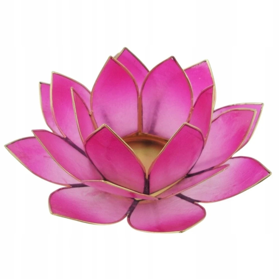 Cieniowany różowy świecznik Kwiat Lotosu z naturalnej muszli Capiz na świeczkę tealight