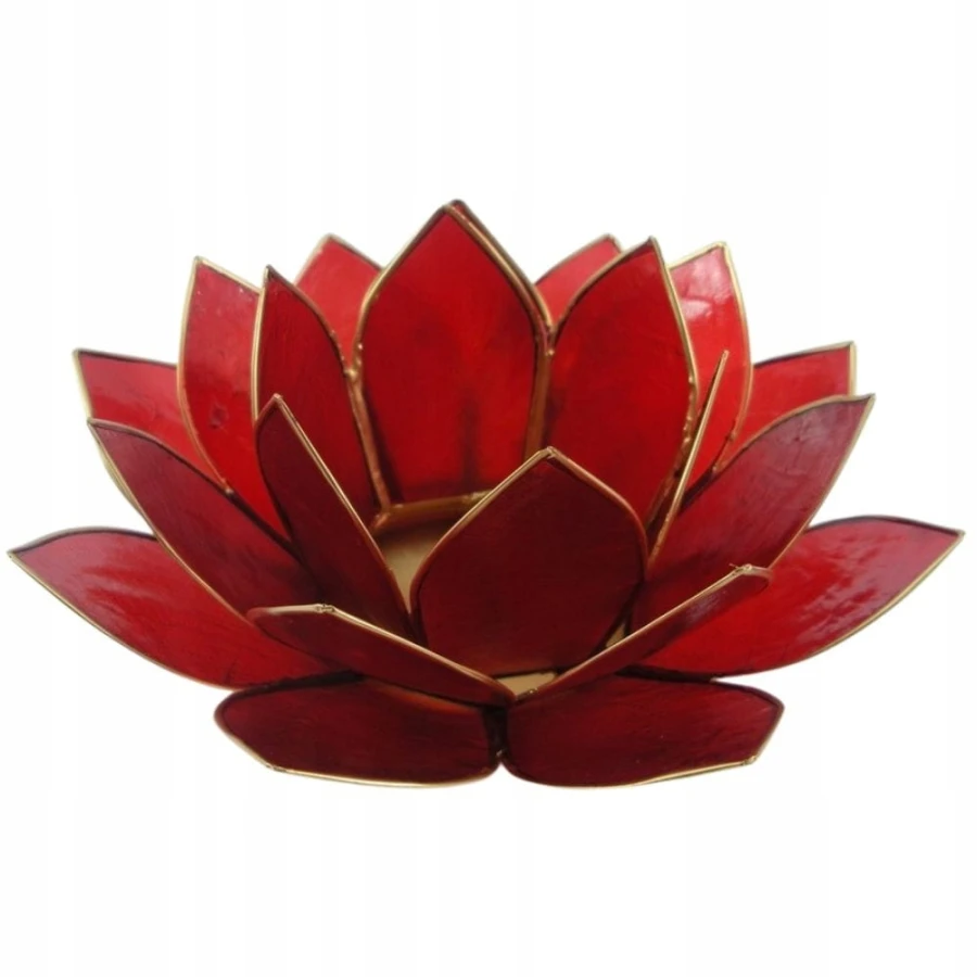 Czerwony świecznik Kwiat Lotosu z naturalnej muszli Capiz na świeczkę tealight