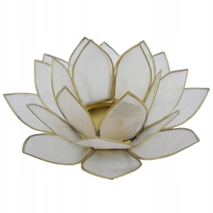 Świecznik Kwiat Lotosu z naturalnej muszli Capiz na świeczkę tealight