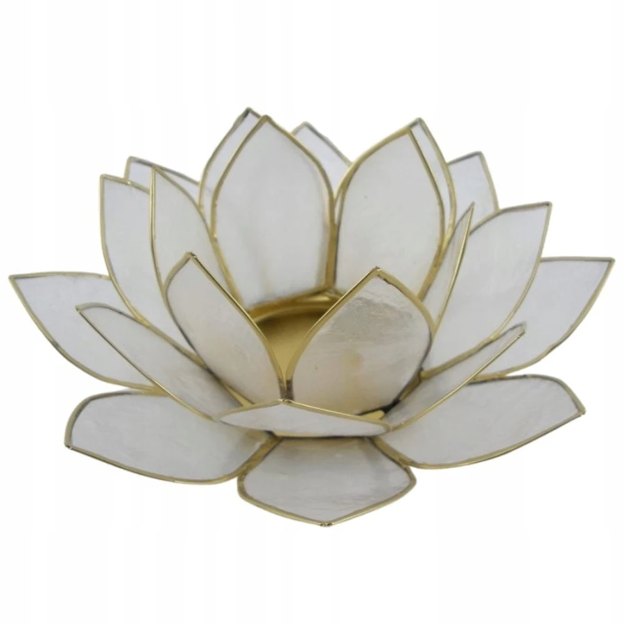Świecznik Kwiat Lotosu z naturalnej muszli Capiz na świeczkę tealight