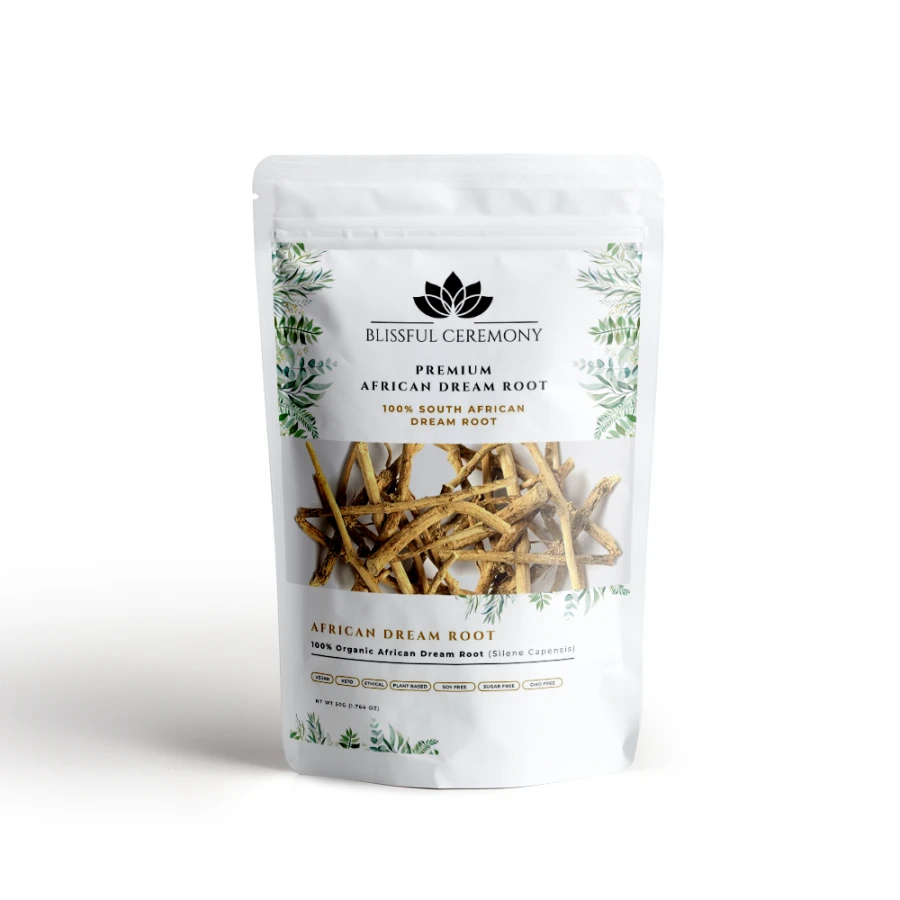 Suszony korzeń African Dream Root Silene capensis z Południowej Afryki w opakowaniu Blissful Ceremony 50 g