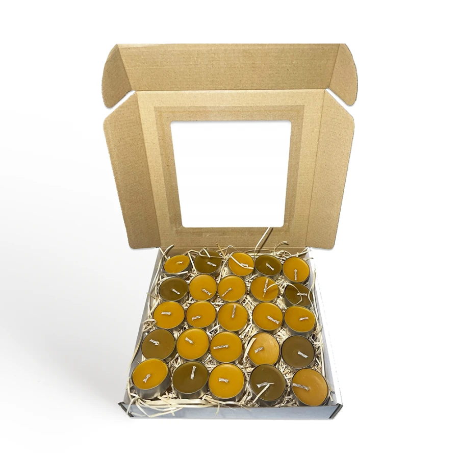 Świeca tealight z 100% naturalnego wosku pszczelego – zestaw 25 sztuk