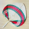 WACHLARZ BAMBUSOWY Ręcznie Robiony Ozdobny Czerwono-zielony Boho 30x35cm